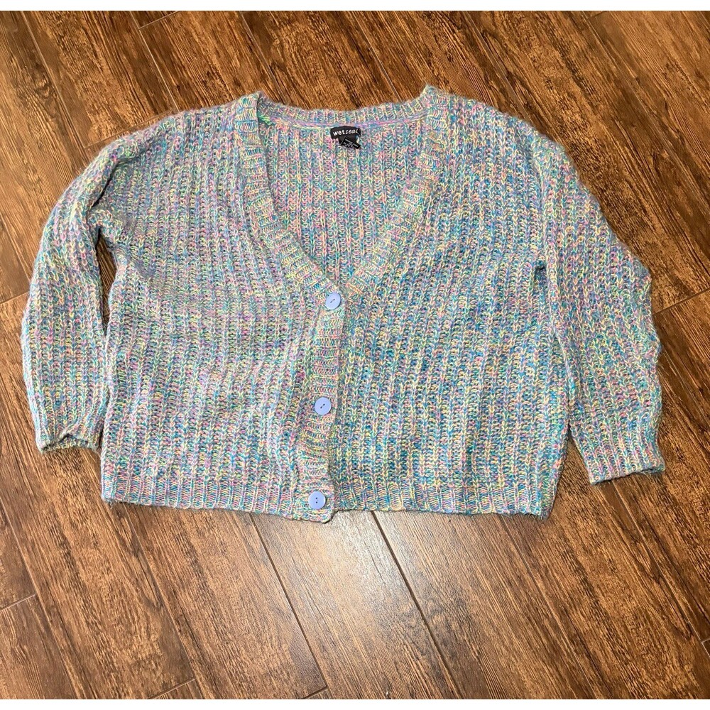 Wet Seal Pastel Marled Chunky Knit Cardigan - 1X
